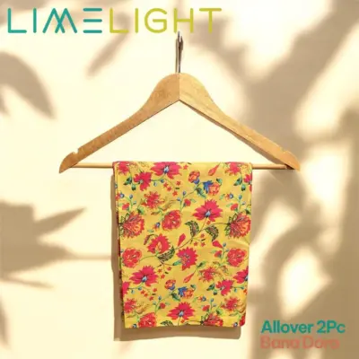 LimeLight 2-Pcs Women’s Unstitched Bana Dora Printed Suit – Yellow, Cotton Lawn