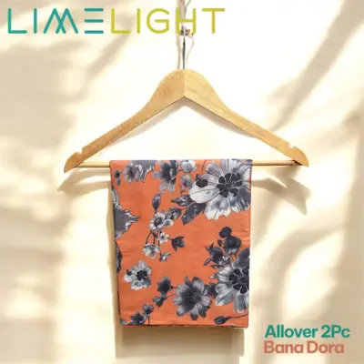 LimeLight 2-Pcs Women’s Unstitched Bana Dora Printed Suit – Orange, Cotton Lawn