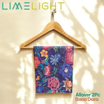 LimeLight 2-Pcs Women’s Unstitched Bana Dora Printed Suit – Blue, Cotton Lawn