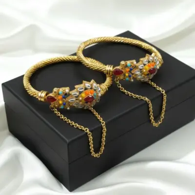 Generic Multicolor Plain Casting Bangles for Women – 2-Piece Set