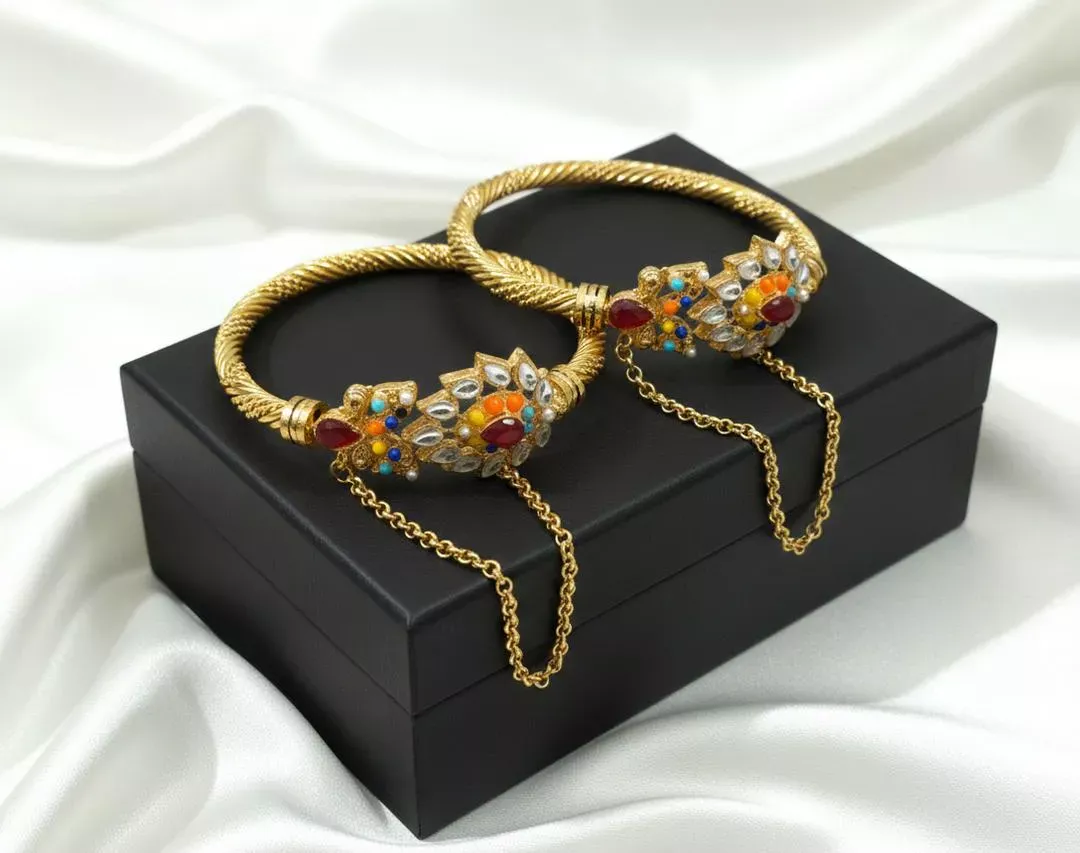 Generic Multicolor Plain Casting Bangles for Women – 2-Piece Set