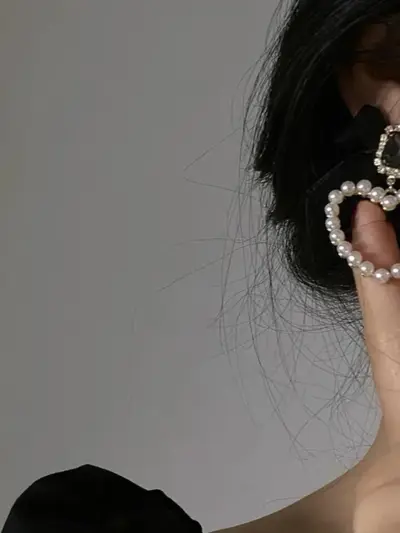 Modern Korean Design Dangling Earrings for Women – Antique Plated Alloy with White Pearl (1 Pc, Adjustable)