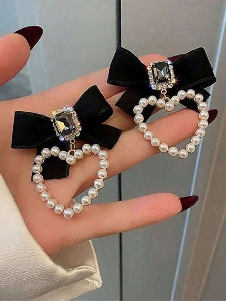 Modern Korean Design Dangling Earrings for Women – Antique Plated Alloy with White Pearl (1 Pc, Adjustable)