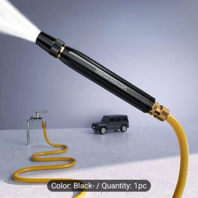 Universal Multi-Functional Car Wash Spray Head – Adjustable Water Flow Plastic Nozzle (Black, 1 Pc)