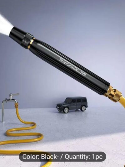 Universal Multi-Functional Car Wash Spray Head – Adjustable Water Flow Plastic Nozzle (Black, 1 Pc)