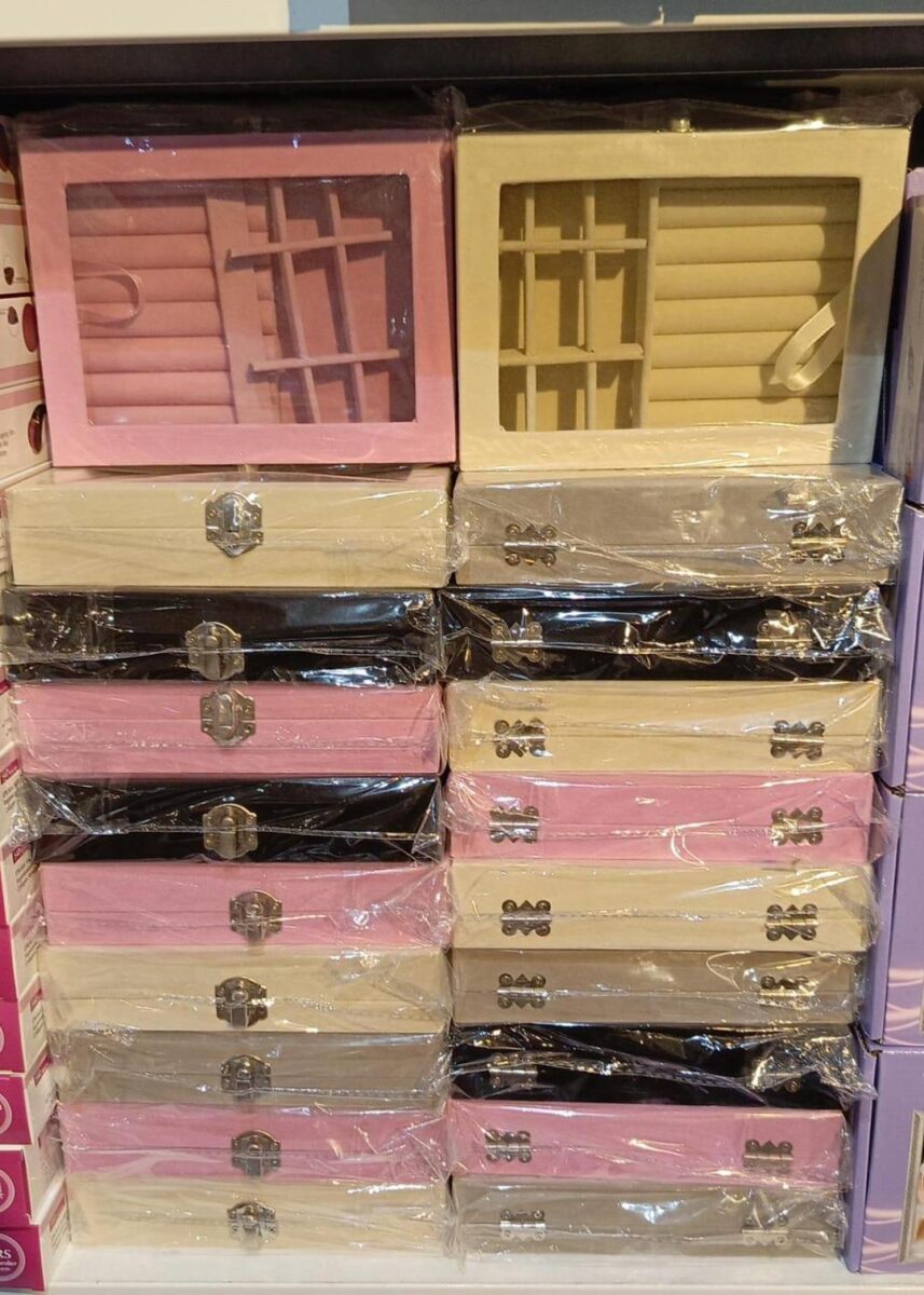 Velvet Jewellery Box for Women – Elegant Pink & Grey Organizer (1 Pc, Standard Size)