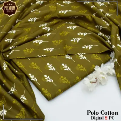 2 Pcs Women’s Unstitched Green Printed Marina Wool Suit with Trouser (Winter Wear)