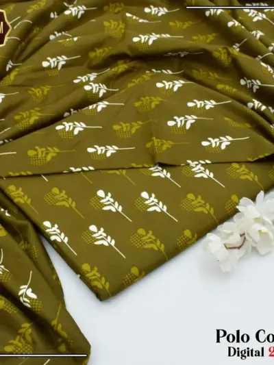 2 Pcs Women’s Unstitched Green Printed Marina Wool Suit with Trouser (Winter Wear)