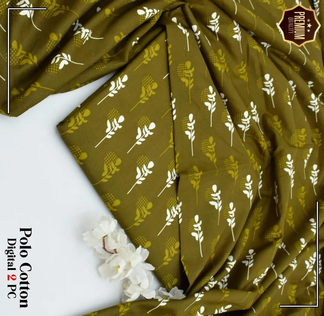 2 Pcs Women’s Unstitched Green Printed Marina Wool Suit with Trouser (Winter Wear)