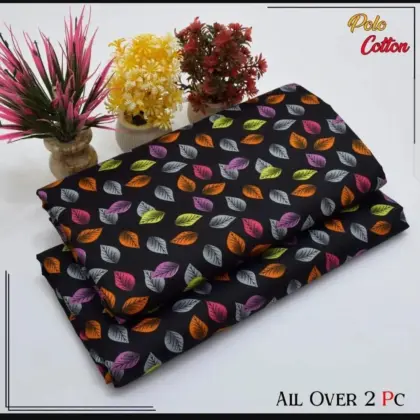 2 Pcs Women’s Unstitched Printed Cotton Suit – Blue | Shirt & Trouser (2.5 Gazz Each)