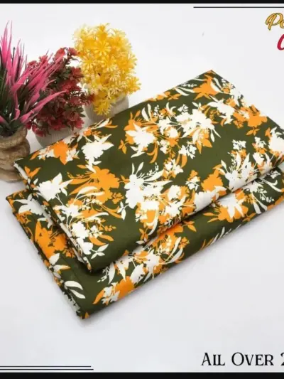 Women’s Unstitched Cotton Printed Suit – Green | 2-Piece Shirt & Trouser (2.5 Gazz Each)