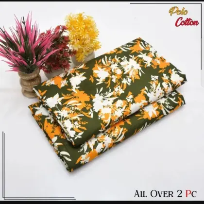 Women’s Unstitched Cotton Printed Suit – Green | 2-Piece Shirt & Trouser (2.5 Gazz Each)
