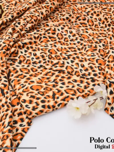 Women’s Orange 2-Piece Unstitched Printed Cotton Suit – Shirt & Trouser Set (2.5 Gazz Each)
