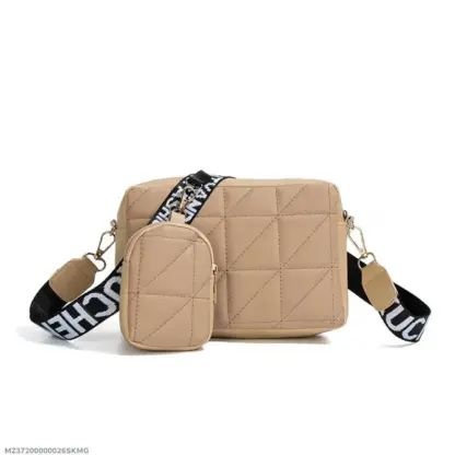 Girl’s Rexine Embroidered Shoulder Bag – Stylish Beige, Black & White Handbag (1 Pc)