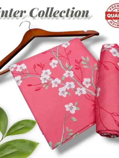 Women’s 2-Piece Unstitched Pink Printed Polo Cotton Suit – Shirt & Trouser (1 Meter Each)