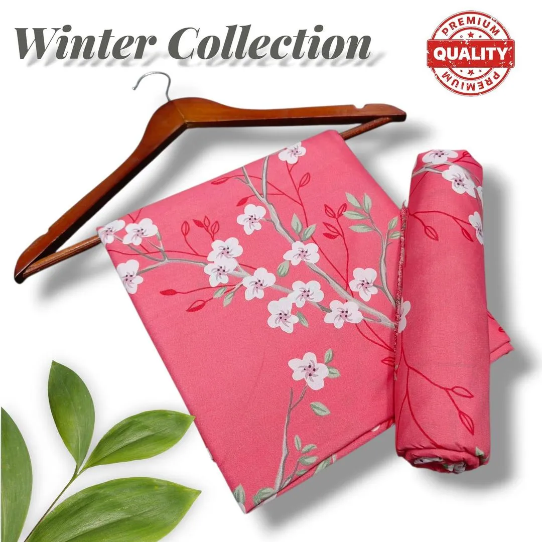 Women’s 2-Piece Unstitched Pink Printed Polo Cotton Suit – Shirt & Trouser (1 Meter Each)