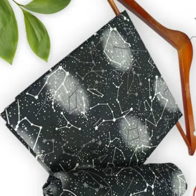 Women’s 2-Piece Unstitched Printed Polo Cotton Suit – Black | Printed Shirt & Trouser (1 Meter Each)