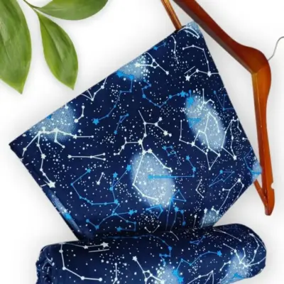 Women’s 2-Piece Unstitched Printed Polo Cotton Suit – Blue | Printed Shirt & Trouser (1 Meter Each)