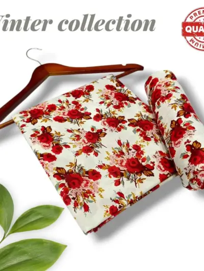 2-Pcs Women’s Unstitched Printed Polo Cotton Suit – White, 1 Meter