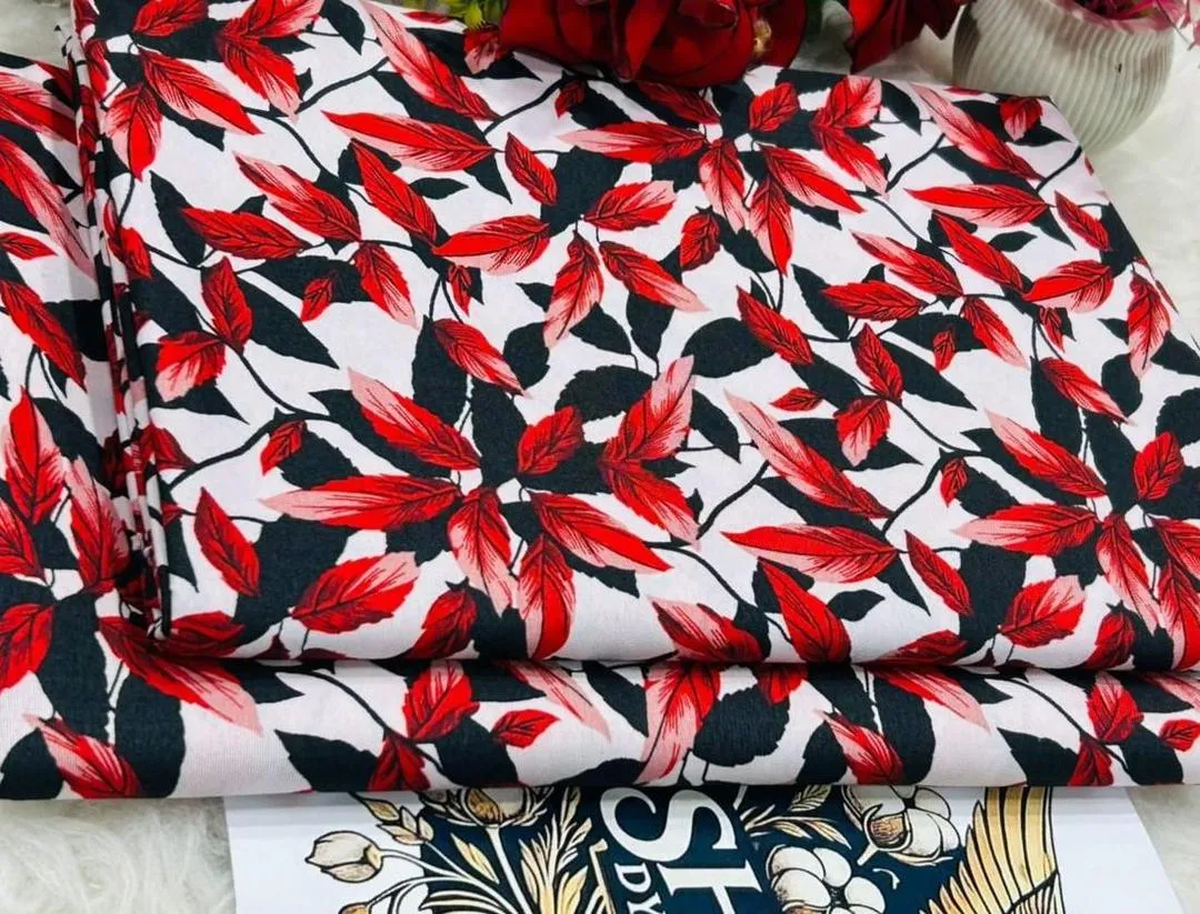 2 Pcs Women’s Unstitched Printed Polo Cotton Suit – White, Stylish & Comfortable