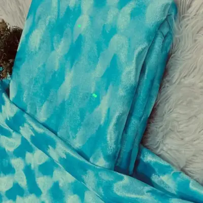 Elegant Blue 2 Pcs Women’s Unstitched Velvet Suit – Plain Shirt & Trouser Set, 3 Yards Each