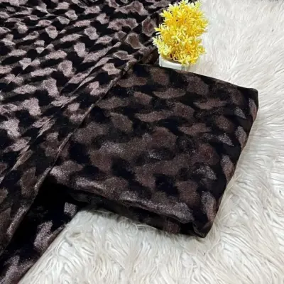 Elegant Black 2 Pcs Women’s Unstitched Velvet Suit – Plain Shirt & Trouser Set, 3 Yards Each