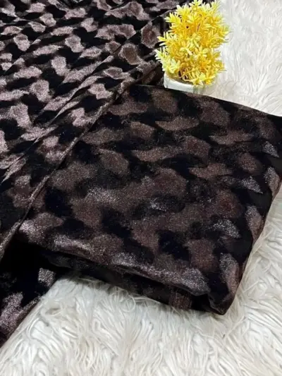 Elegant Black 2 Pcs Women’s Unstitched Velvet Suit – Plain Shirt & Trouser Set, 3 Yards Each