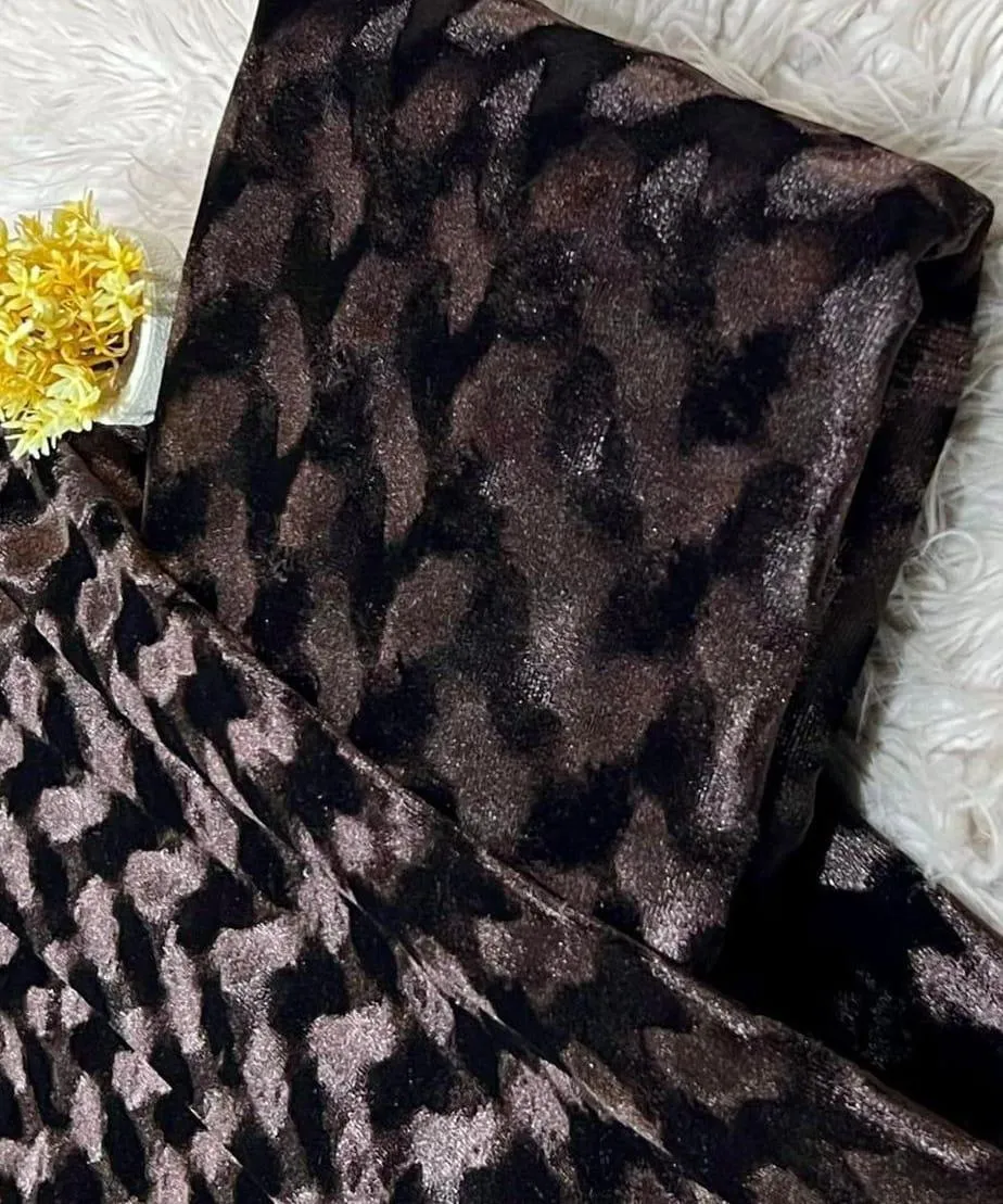 Elegant Black 2 Pcs Women’s Unstitched Velvet Suit – Plain Shirt & Trouser Set, 3 Yards Each