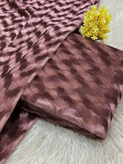 Motifze 2 Pcs Women’s Unstitched Plain Velvet Suit – Brown, Shirt & Trouser 3 Yards