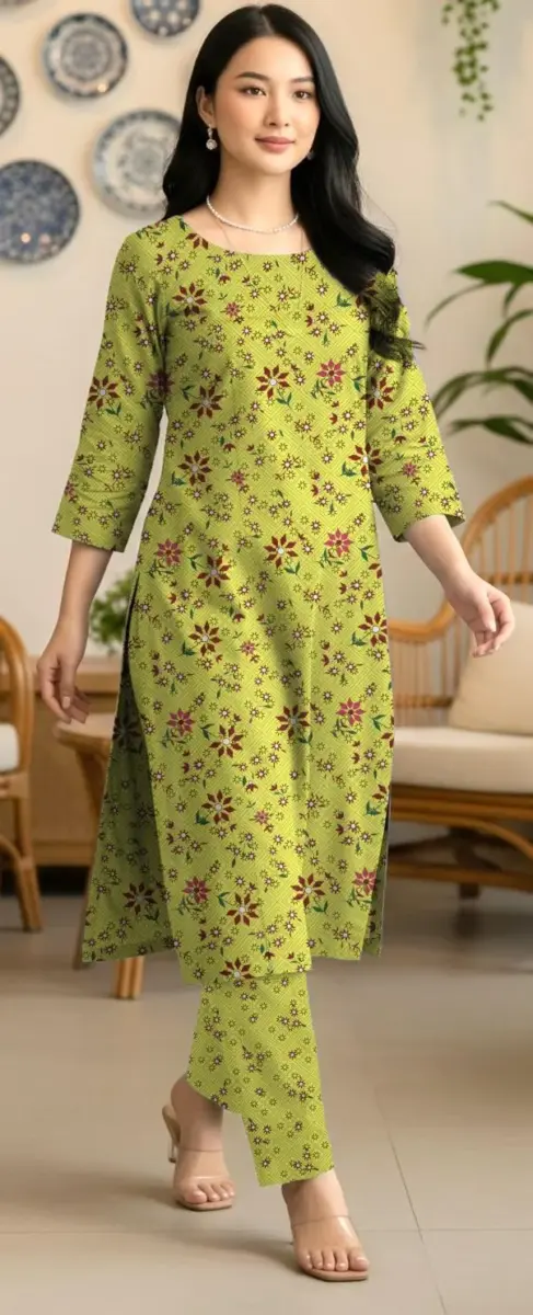Elegant Green 2 Pcs Women’s Unstitched Printed Sussi Suit – Shirt & Trouser Set