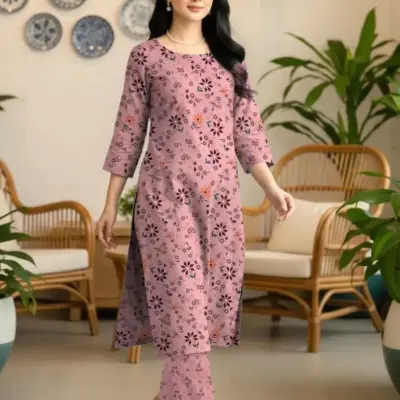 Elegant Purple 2 Pcs Women’s Unstitched Printed Sussi Suit – Shirt & Trouser Set