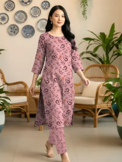 Elegant Purple 2 Pcs Women’s Unstitched Printed Sussi Suit – Shirt & Trouser Set