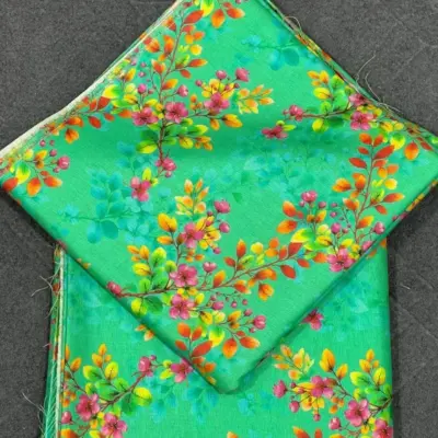 Women’s 2 Pcs Unstitched Printed Shamery Suit – Green | Shirt & Trouser (5 Gazz Fabric)