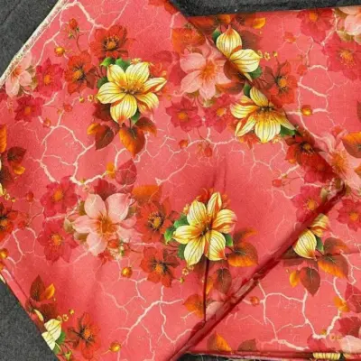 Women’s Shamery 2 Pcs Unstitched Printed Suit – Peach | Shirt 5 Gazz, Trouser 5 Gazz
