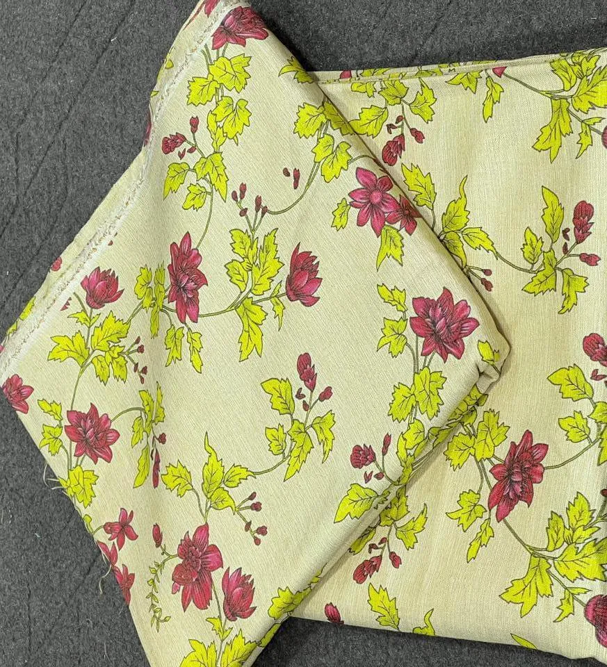 Women’s Shamery 2 Pcs Unstitched Printed Suit – Yellow | Shirt 5 Gazz, Trouser 5 Gazz