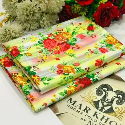 Women’s Polo Cotton 2 Pcs Unstitched Printed Suit – Multicolor | Summer Casual Wear