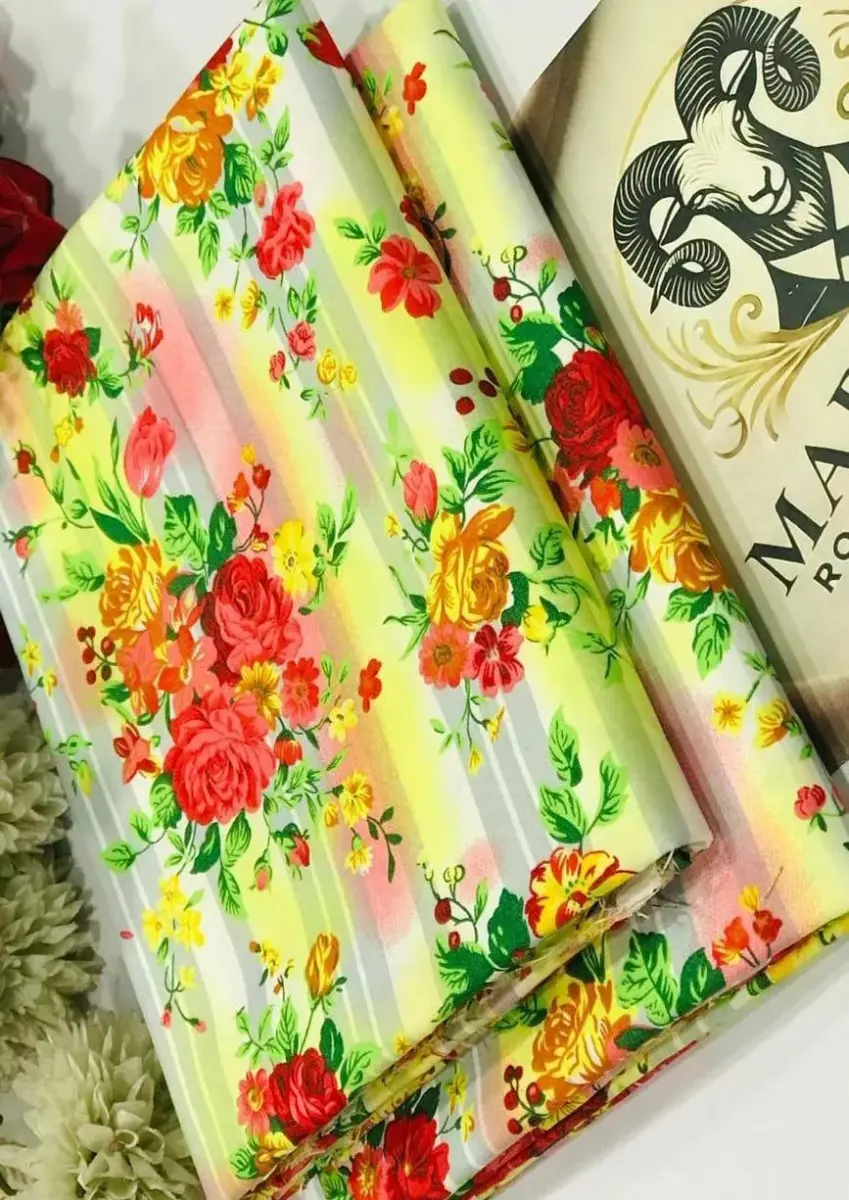 Women’s Polo Cotton 2 Pcs Unstitched Printed Suit – Multicolor | Summer Casual Wear