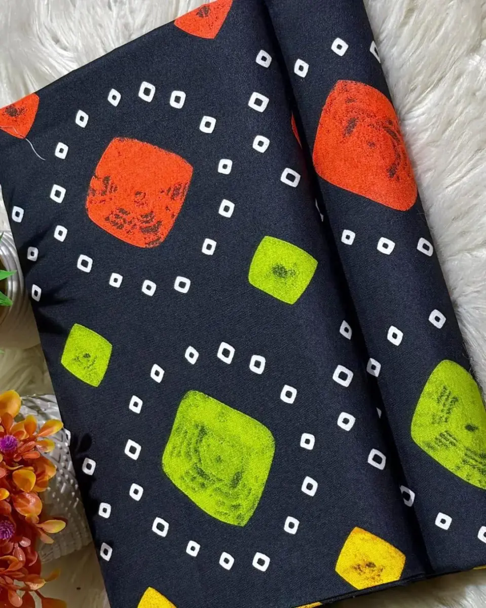 Women’s 2 Pcs Unstitched Polo Cotton Printed Suit – Black (Shirt 3M, Trouser 2M)