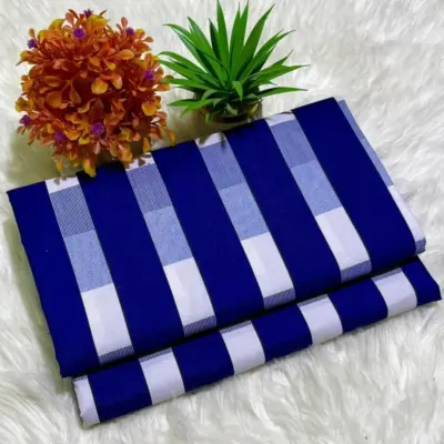 Women’s 2-Piece Unstitched Printed Polo Cotton Suit – Blue | Shirt & Trouser (2 Meter Cut)