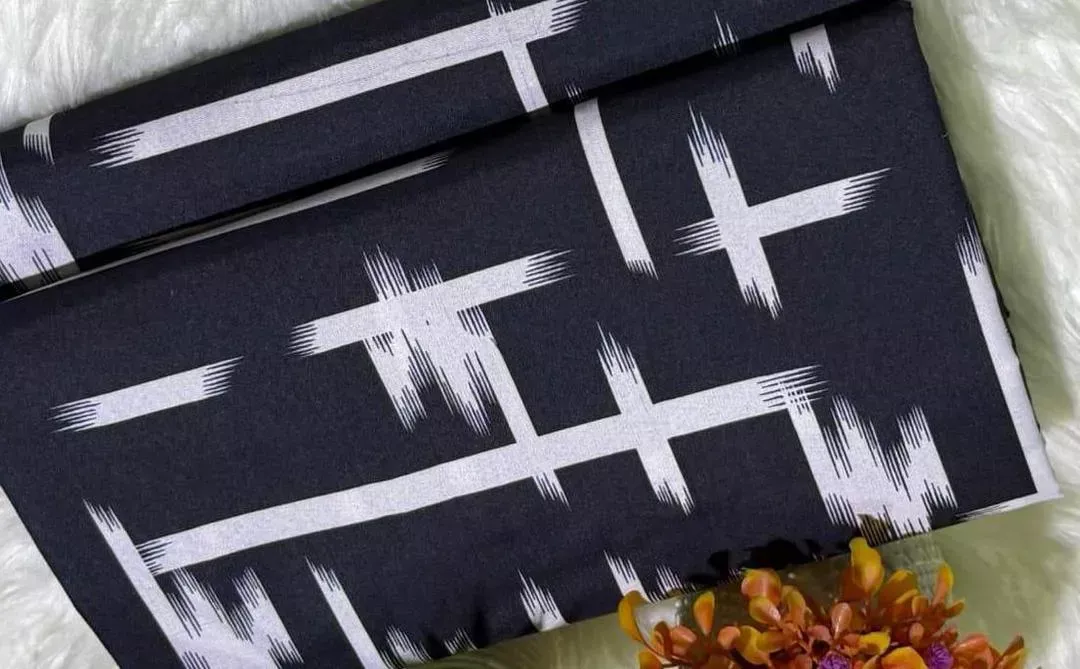 Women’s 2 Pcs Unstitched Printed Polo Cotton Suit – Black (2 Meter Cut)