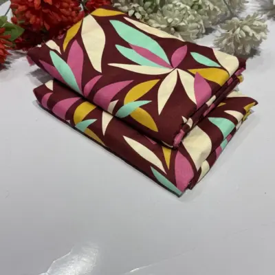 Women’s 2-Piece Unstitched Printed Polo Cotton Suit – Maroon | Shirt & Trouser (2 Meter Each)