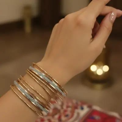 Modern Silver Plated Plain Bangle Set for Women – Alloy Stacking Bangles (12 Pcs, Size 2.25 / approx. 2.3”, Gold & Silver)