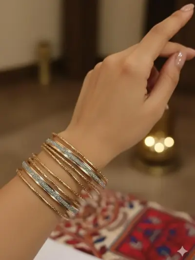 Modern Silver Plated Plain Bangle Set for Women – Alloy Stacking Bangles (12 Pcs, Size 2.25 / approx. 2.3”, Gold & Silver)