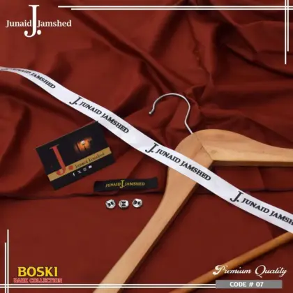 J. Men’s Premium Unstitched Boski Suit – 4 Meter Soft Summer Fabric (Red)