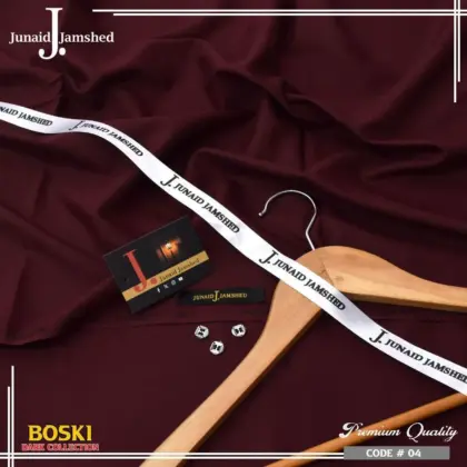 J. Men’s Unstitched Boski Plain Suit – 4 Meter Summer Fabric (Maroon)