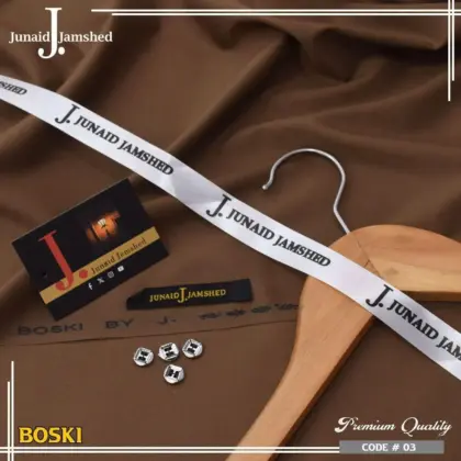 J. Men’s Unstitched Boski Plain Suit – 4 Meter Summer Fabric (Brown)