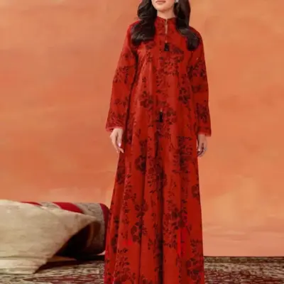 Premium Women’s 3 Pcs Unstitched Printed Dhanak Suit – Digital Print Shirt, Plain Trouser & Chiffon Dupatta (2.5m Each)