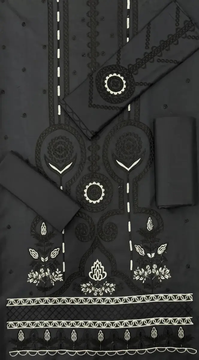 3 Pcs Women’s Unstitched Printed Dhanak Suit – Digital Print Shirt, Plain Trouser & Chiffon Dupatta (2.5m Each, Multicolor)