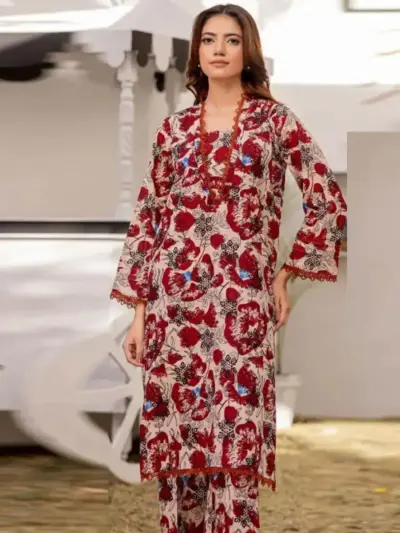 Women’s 3-Piece Unstitched Printed Dhanak Suit with Chiffon Dupatta – Multicolor | Digital Print Shirt | 2.5 Meter Fabric