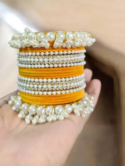 18 Pcs Metal Gold Plated Crystal Kara Bangle Set for Women – Modern Design, Size 2.25, Golden